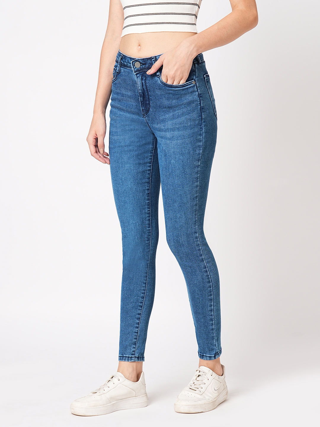 Women Blue High-Rise Skinny Jeans