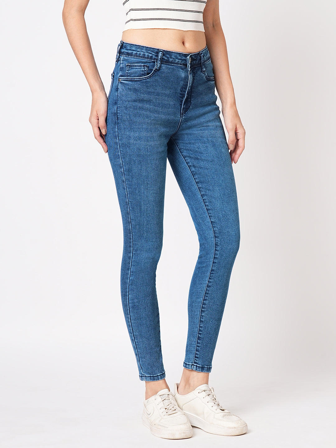 Women Blue High-Rise Skinny Jeans