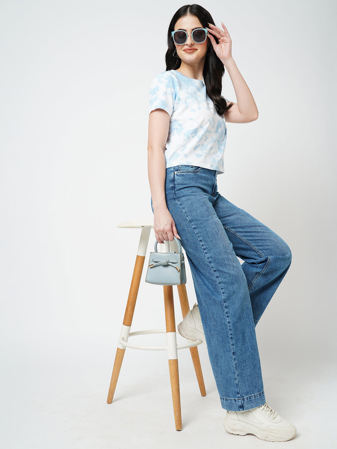 Women Blue High-Rise Wide Leg Jeans
