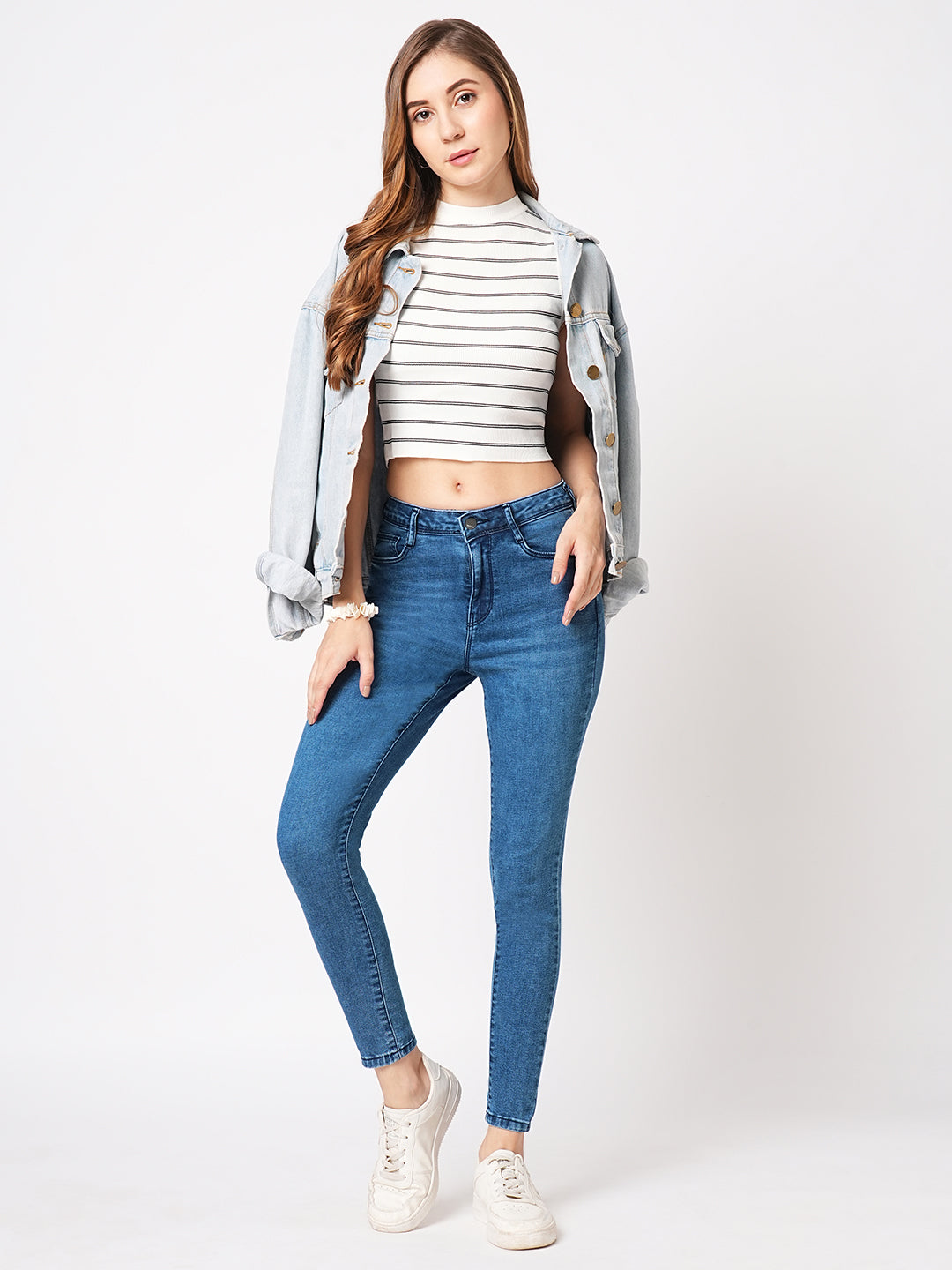 Women Blue High-Rise Skinny Jeans