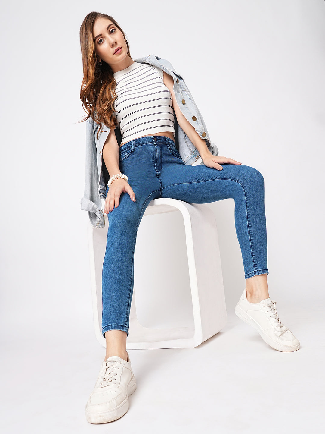 Women Blue High-Rise Skinny Jeans