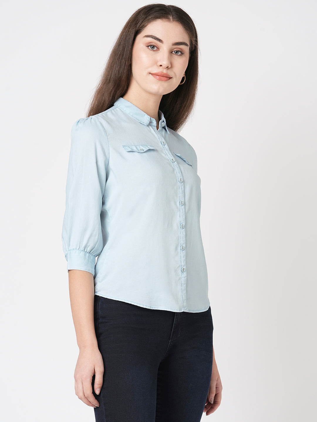 Women Light Blue Denim Shirt