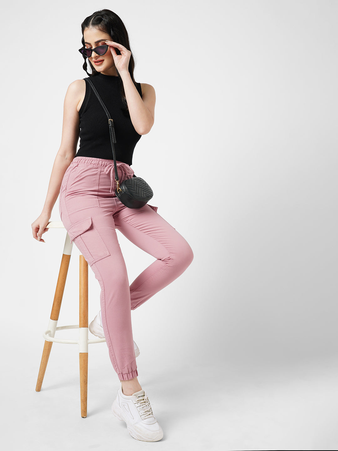 Women Dusty Pink Cargo Jogger