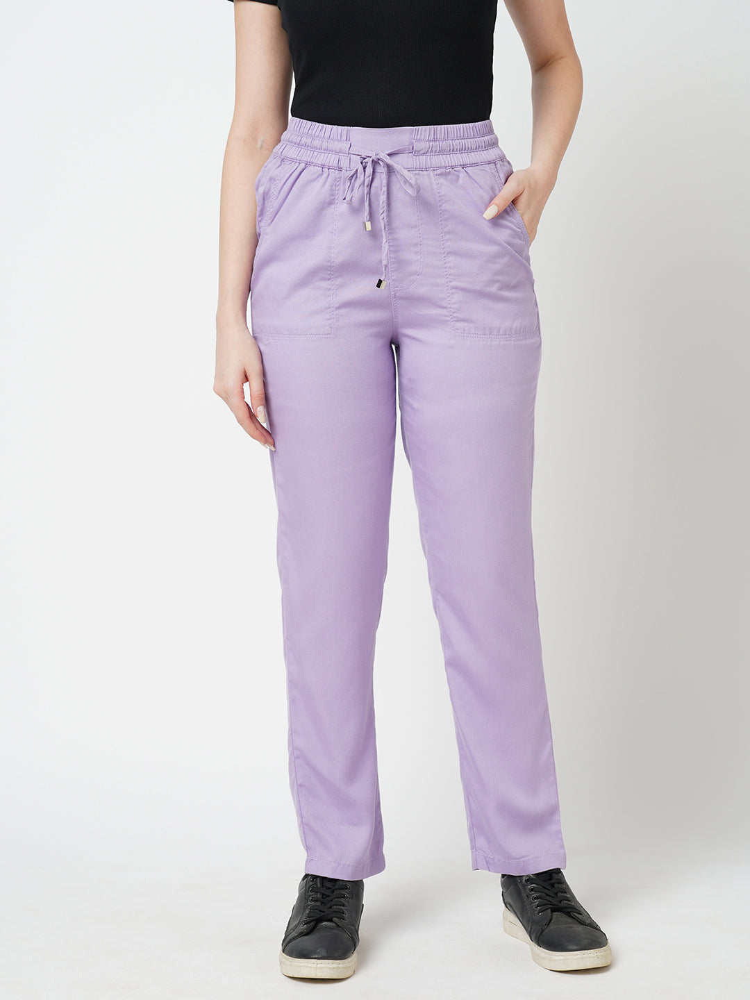 Women Lilac Paper Bag Pants