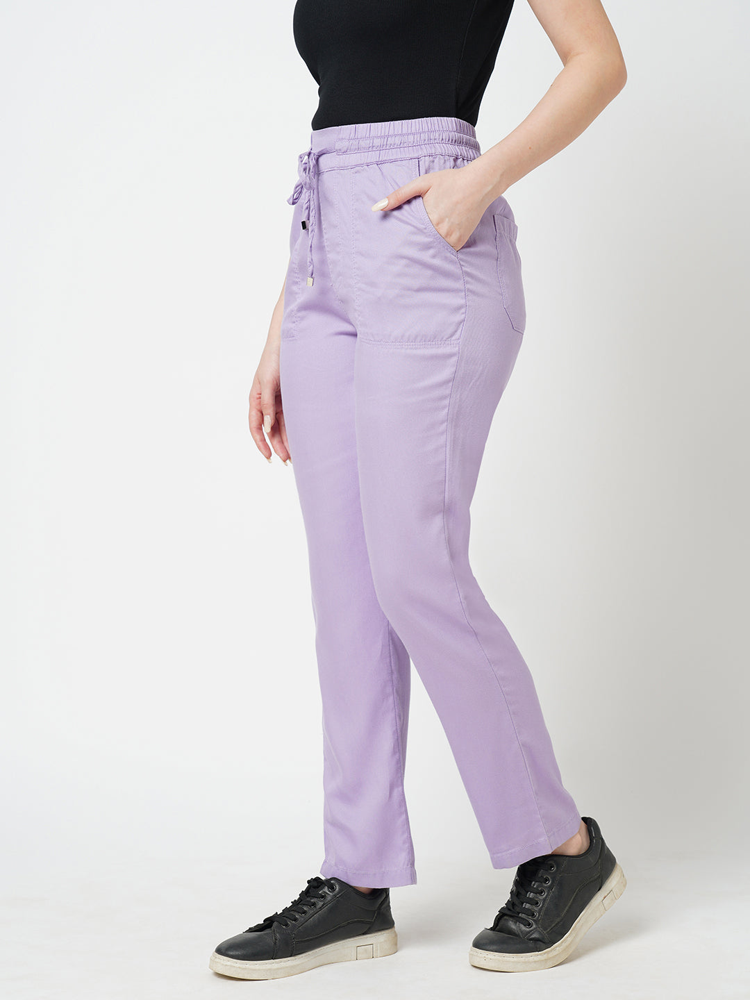 Women Lilac Paper Bag Pants