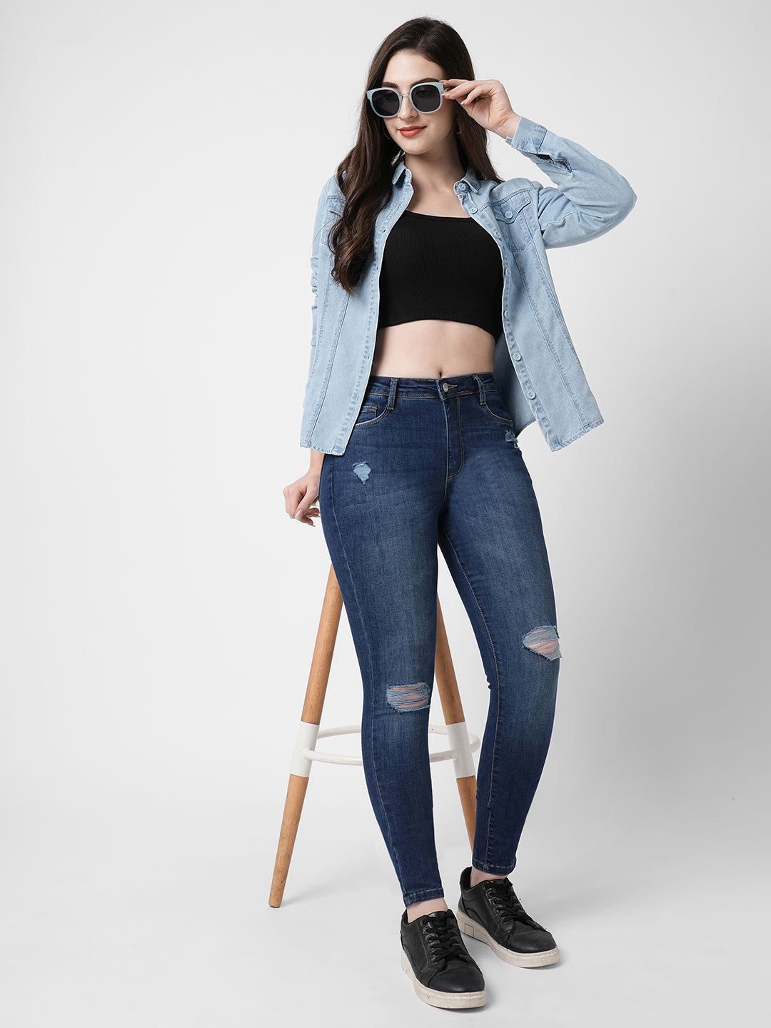 Women Blue High-Rise Skinny Jeans