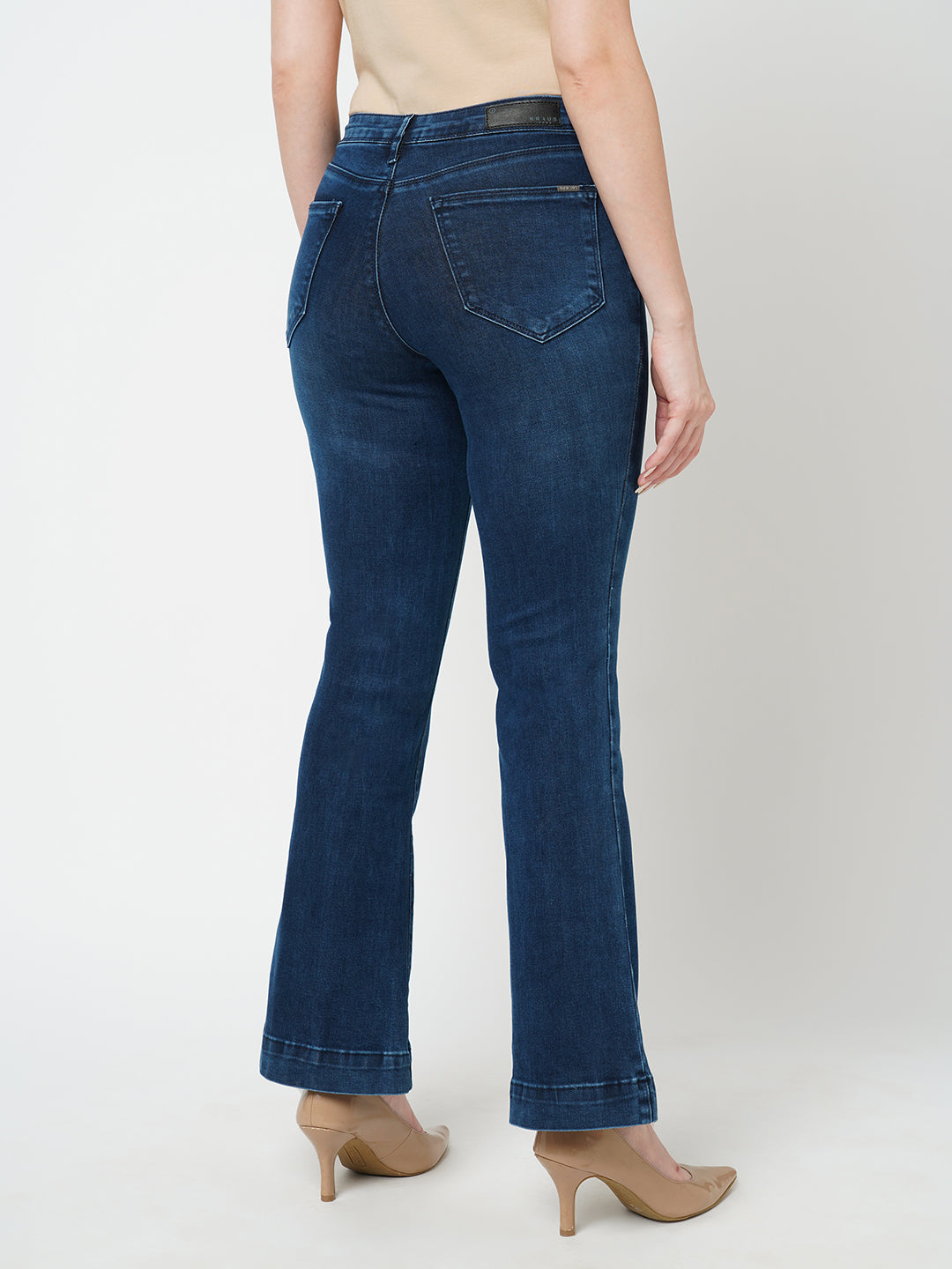 Women Dark Blue High-Rise Flare Jeans