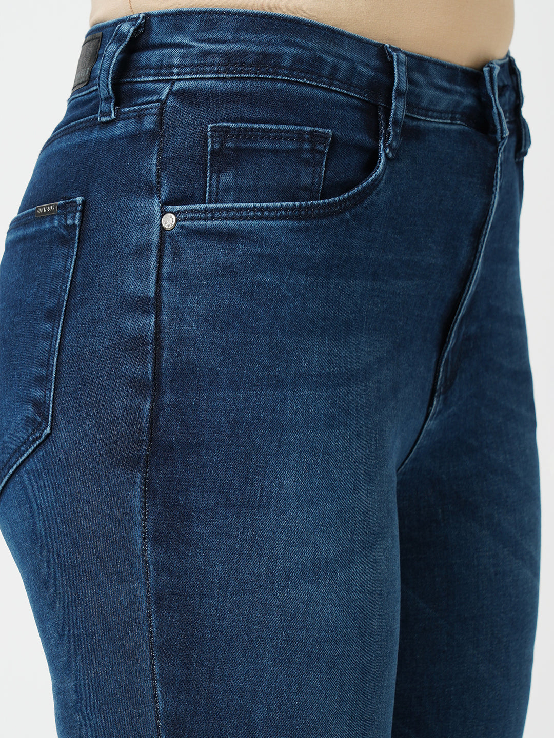 Women Dark Blue High-Rise Flare Jeans