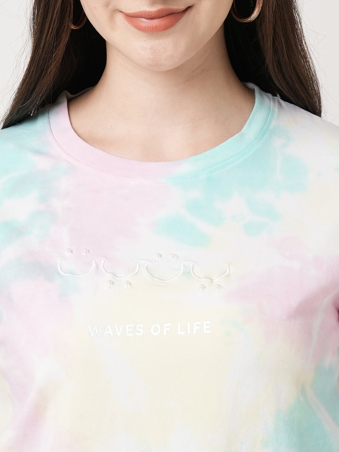Women Multi Tie Dye Crop Tees