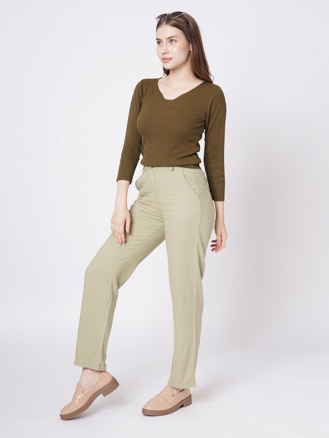 Women Sepia Flat Knit