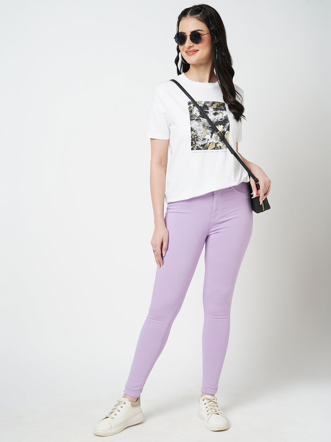 Women Lilac High-Rise Skinny Fit Jeans