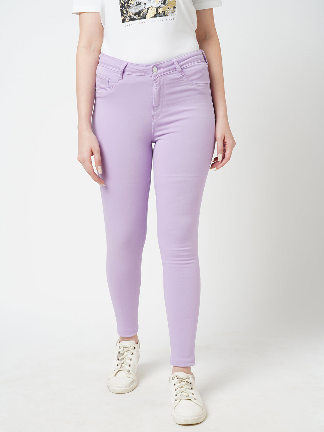 Women Lilac High-Rise Skinny Jeans