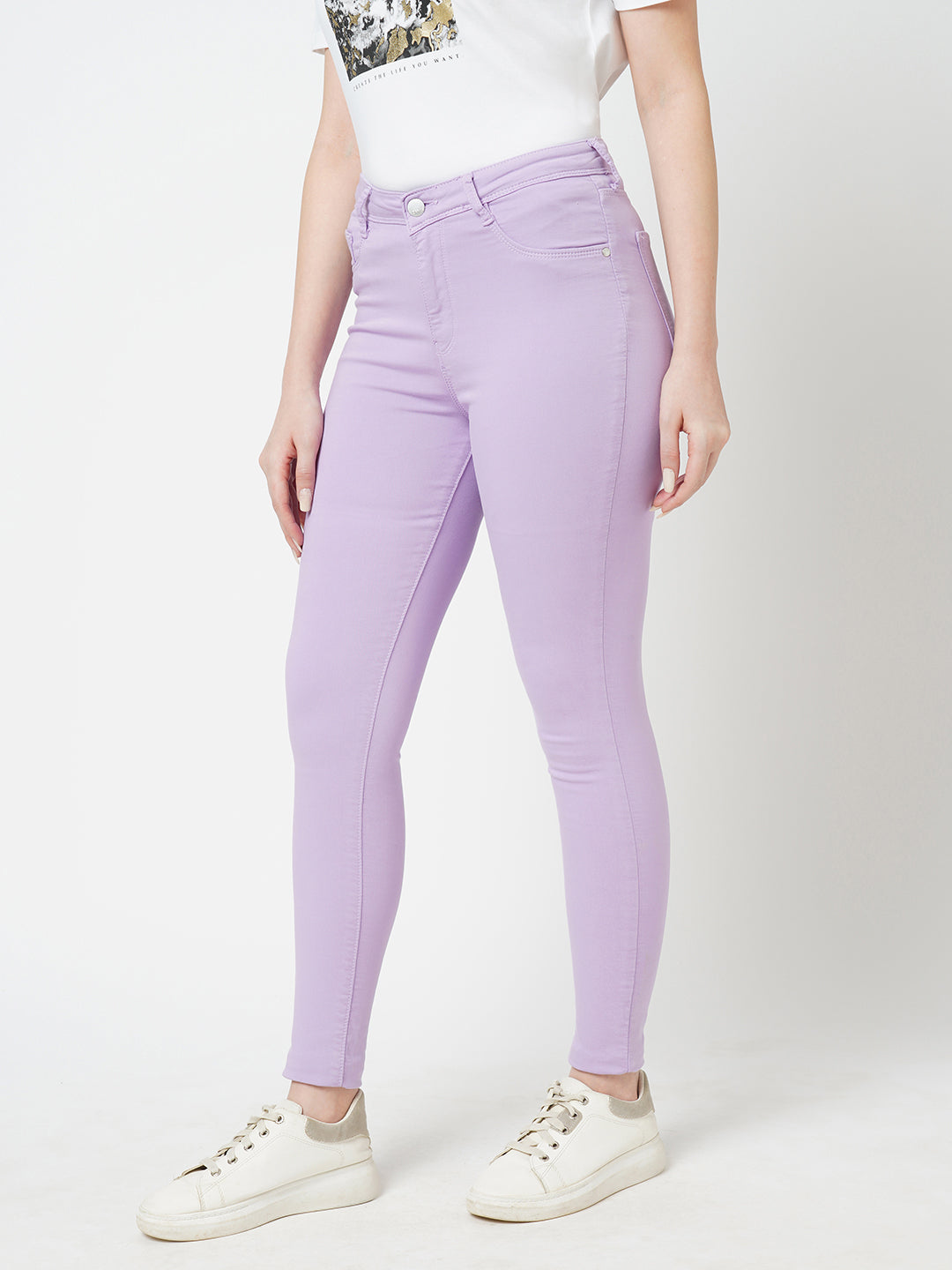 Women Lilac High-Rise Skinny Jeans