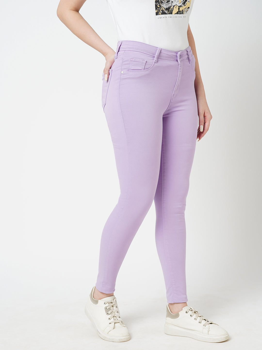 Women Lilac High-Rise Skinny Jeans