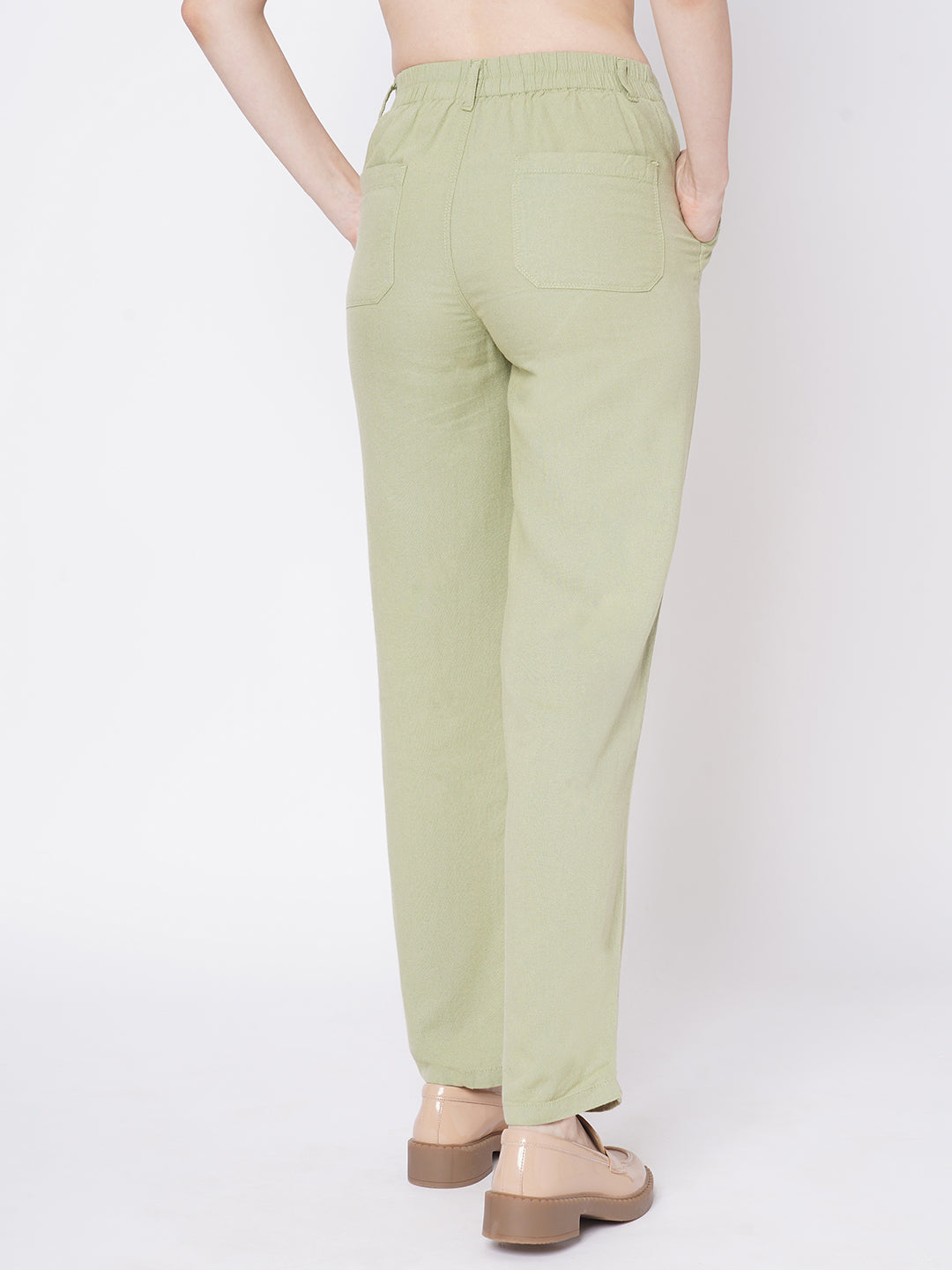 Women Light Olive High-Rise Loose Straight Jeans
