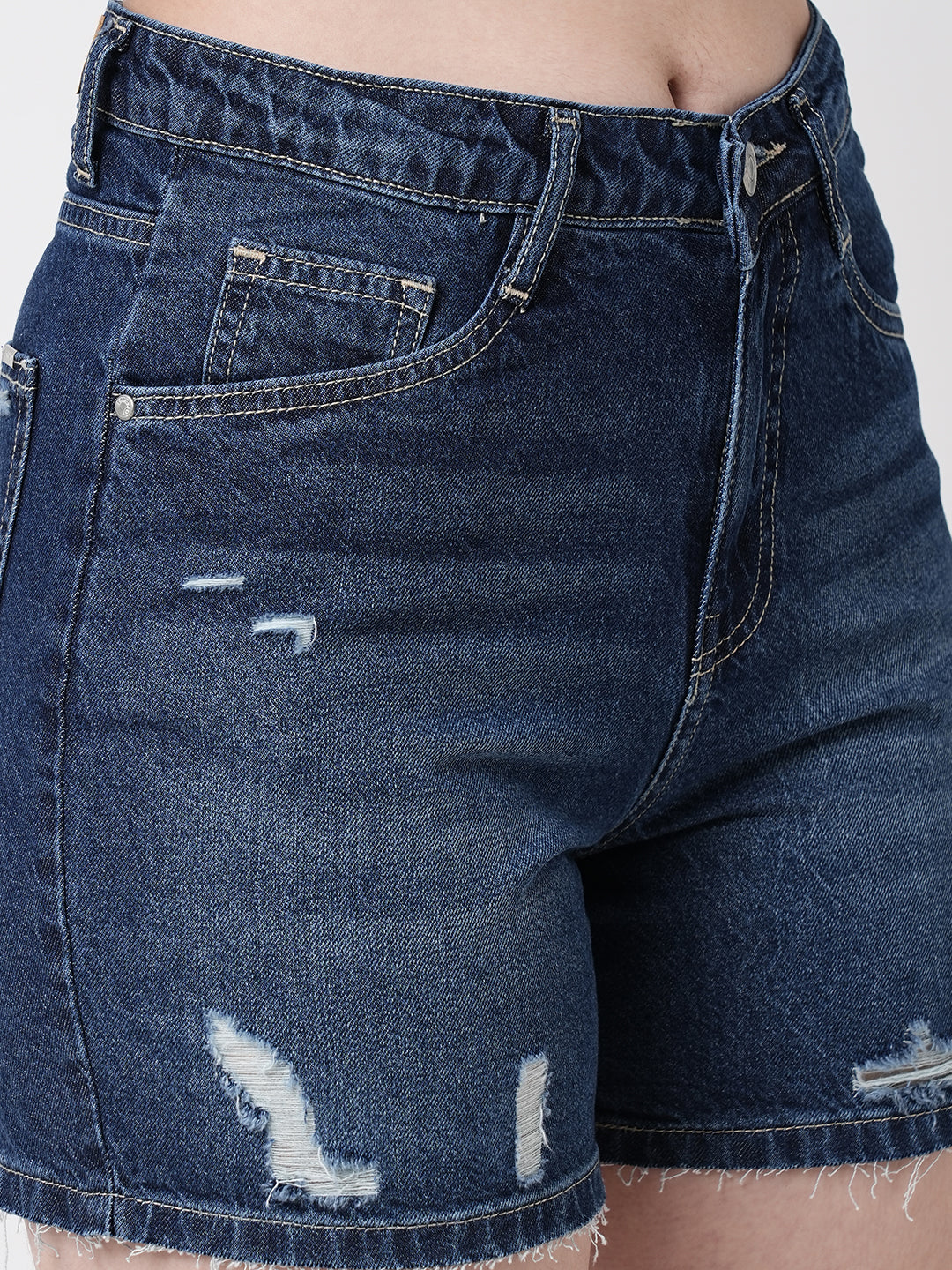 Women Blue High-Rise Shorts