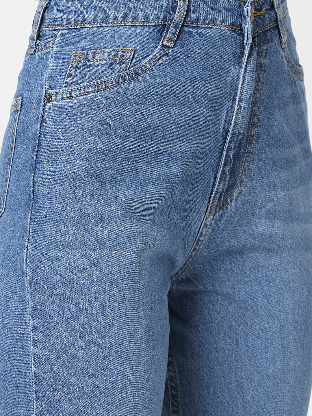 Women Dark Blue High-Rise Relax Straight Fit Jeans