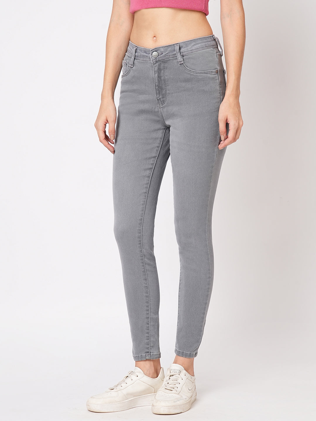 Women Grey High-Rise Skinny Jeans