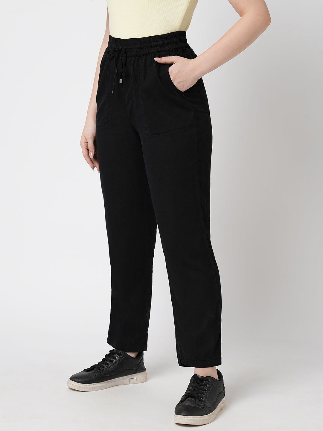Women High-Rise Comfort Paper Bag Pants