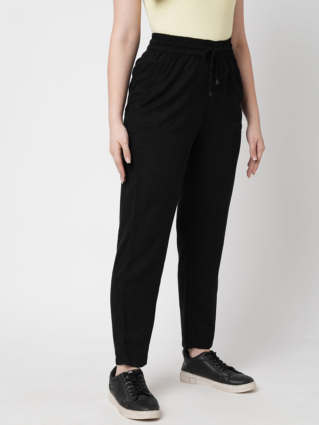 Women High-Rise Comfort Paper Bag Pants