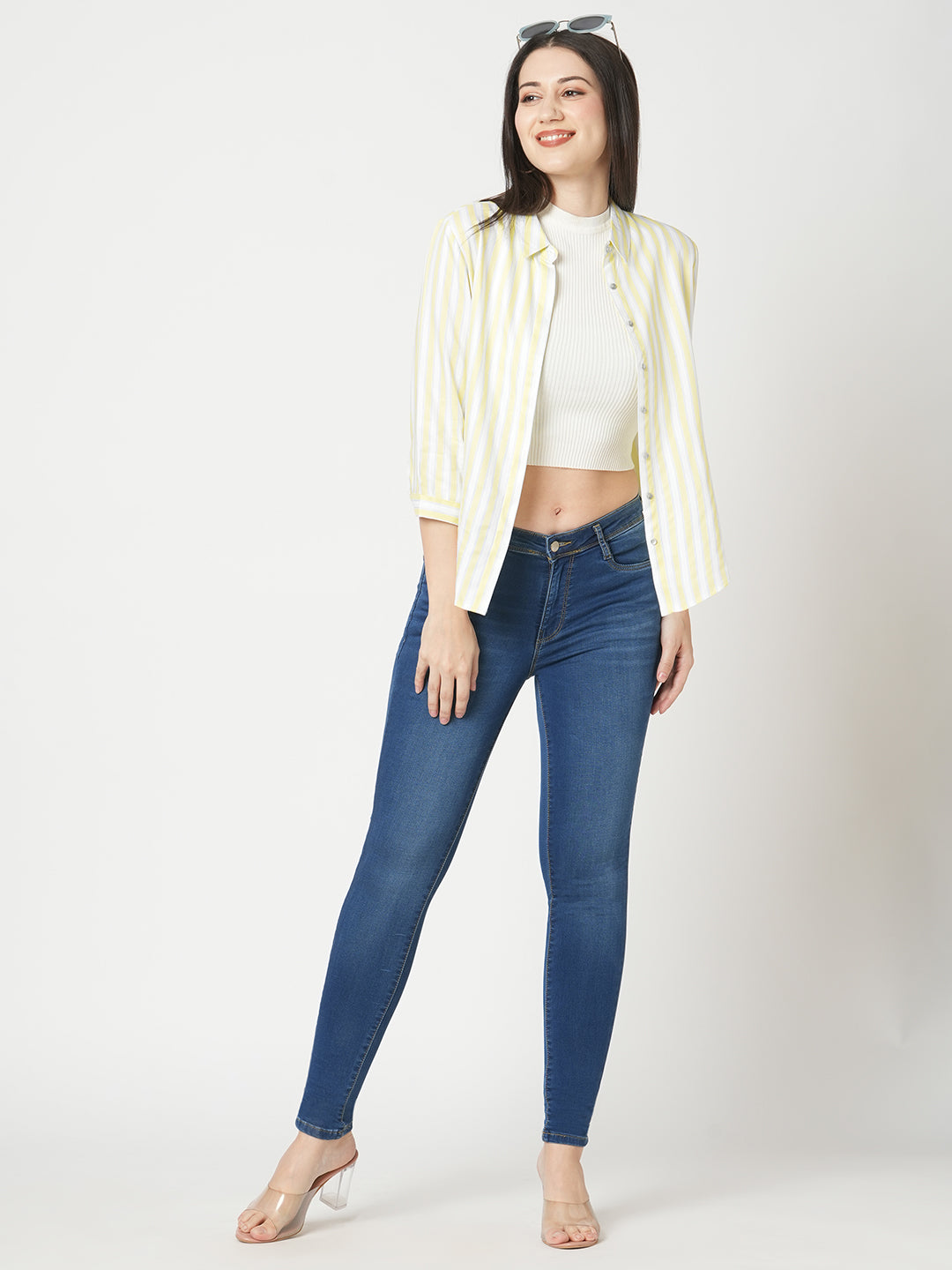 Women Blue High-Rise Skinny Jeans