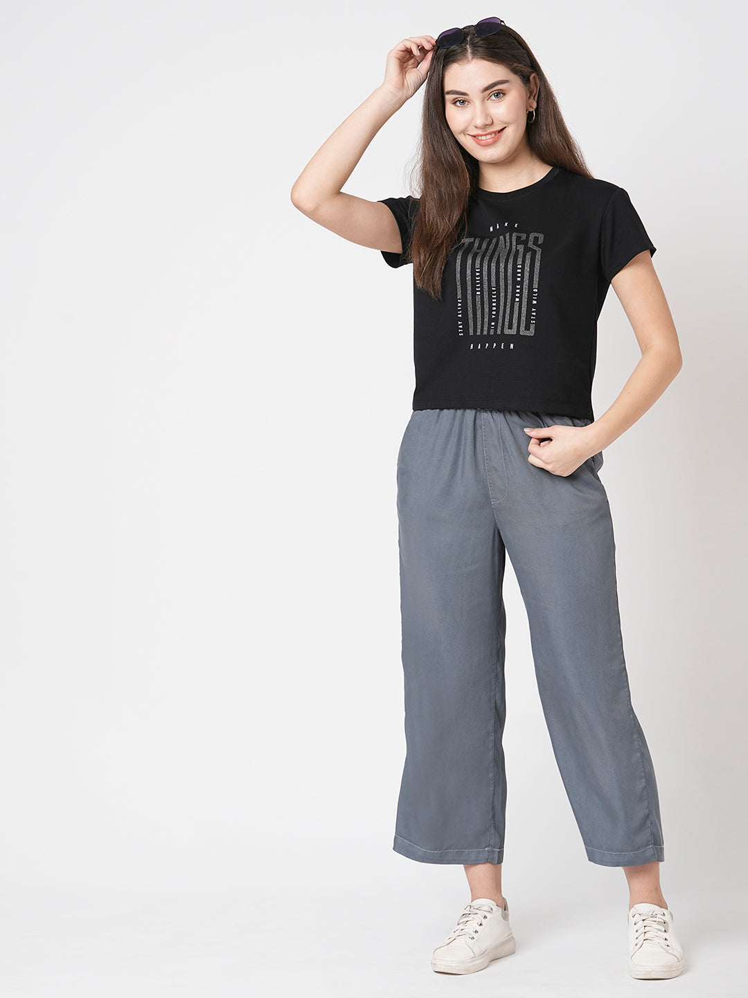 Women Typography Athleisure Slim Fit Crop Top