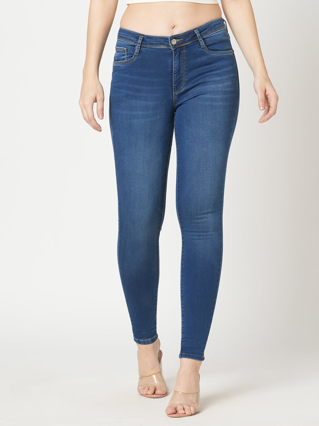 Women Blue High-Rise Skinny Jeans