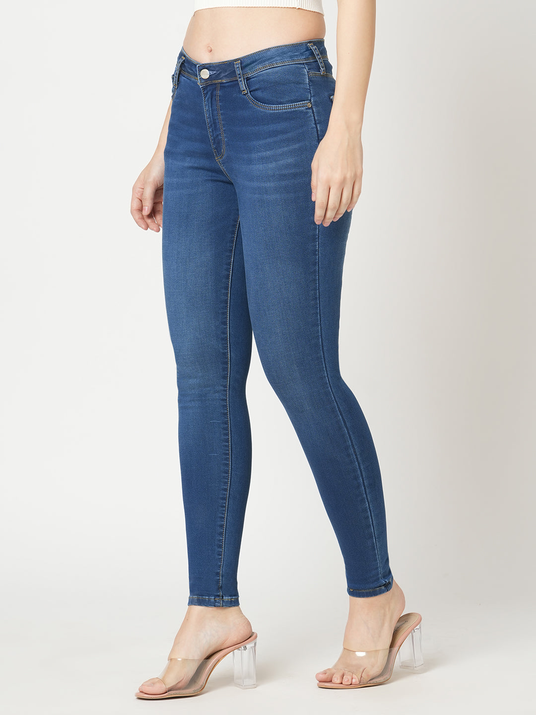 Women Blue High-Rise Skinny Jeans