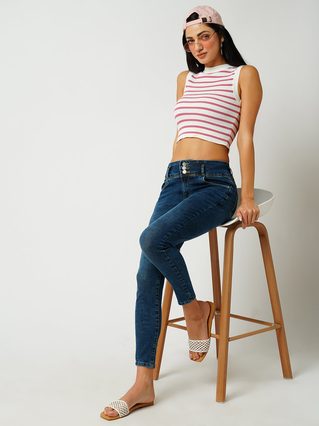 Women White-Berry Slim Flat Knit Top