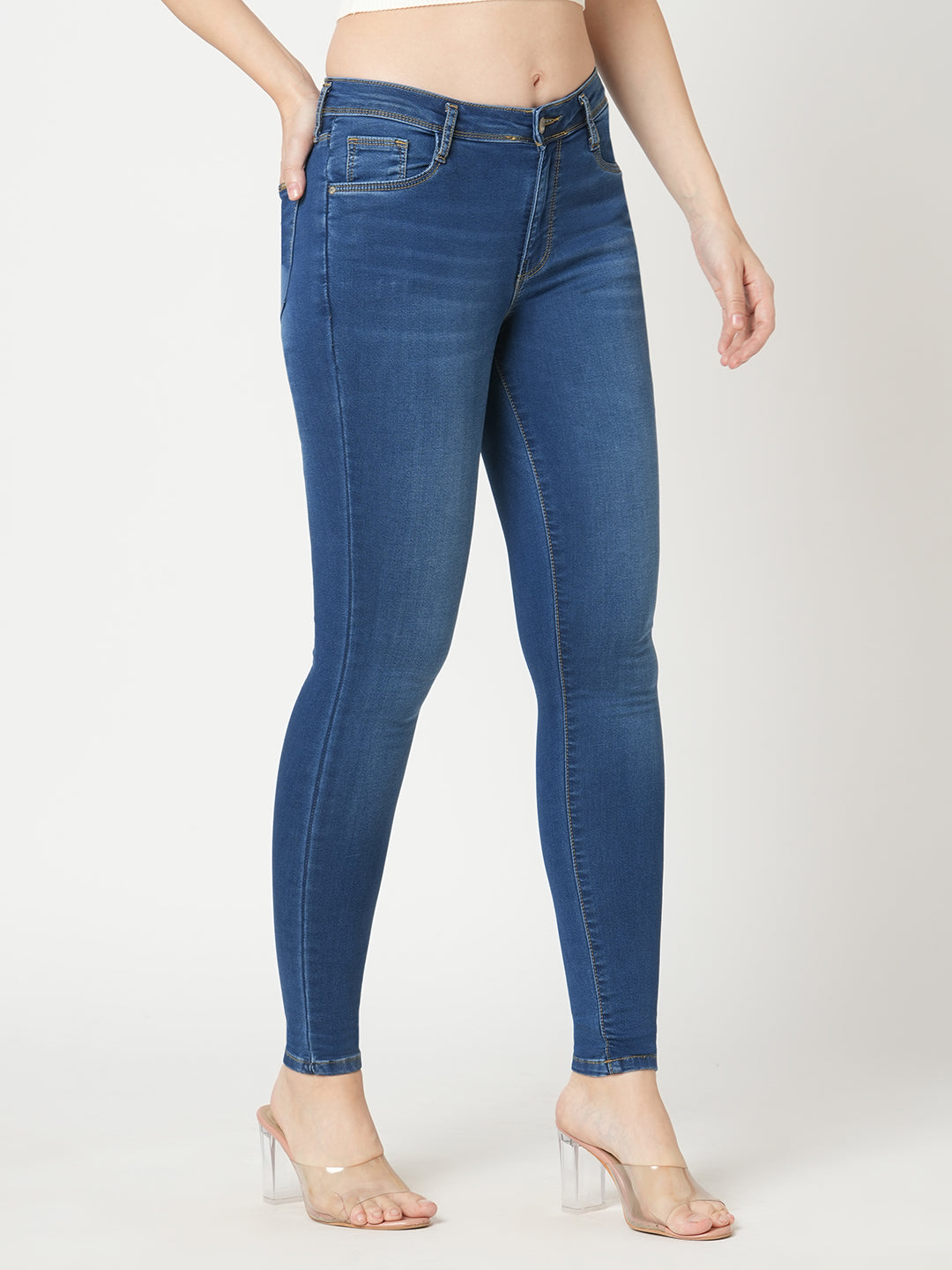 Women Blue High-Rise Skinny Jeans