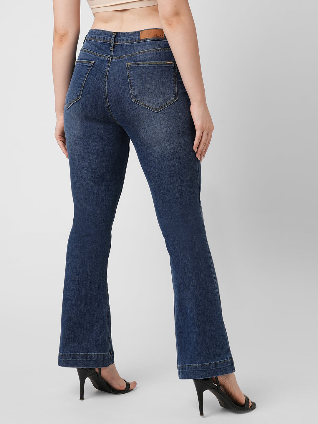 Women Blue High-Rise Mini Flare Jeans