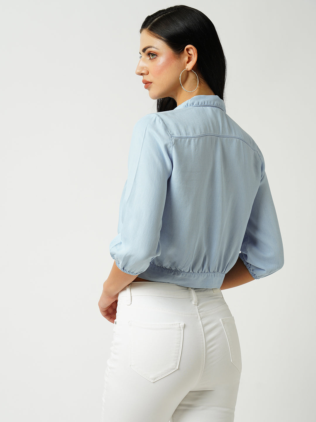Women Light Blue Slim Shirt