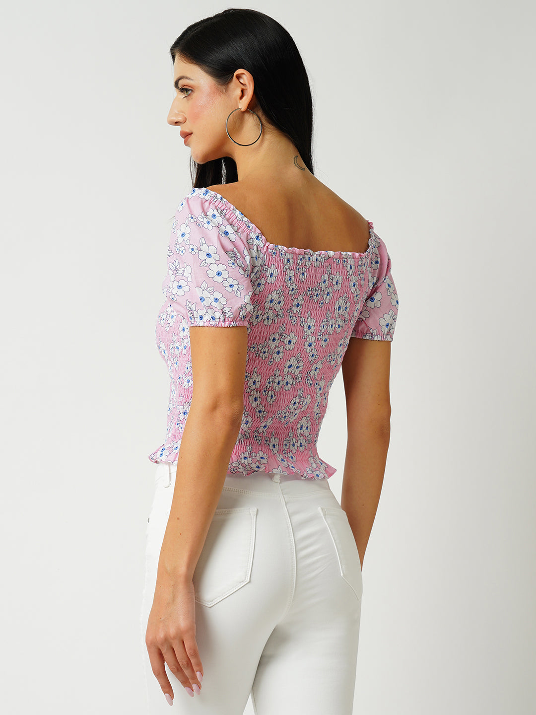 Women Floral Print Printed Short Sleeves Top