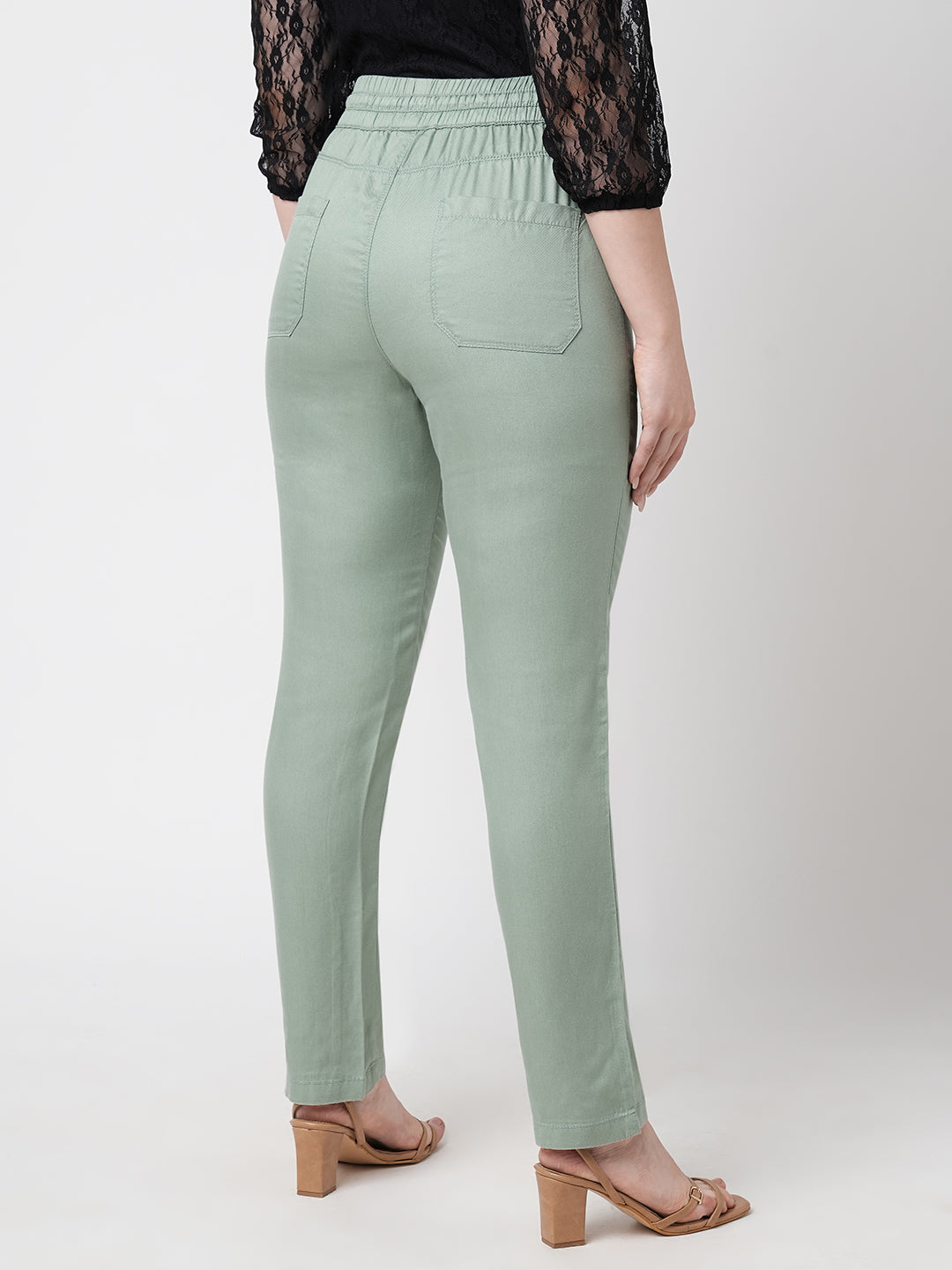Women Mint Green Mid-Rise Paper Bag
