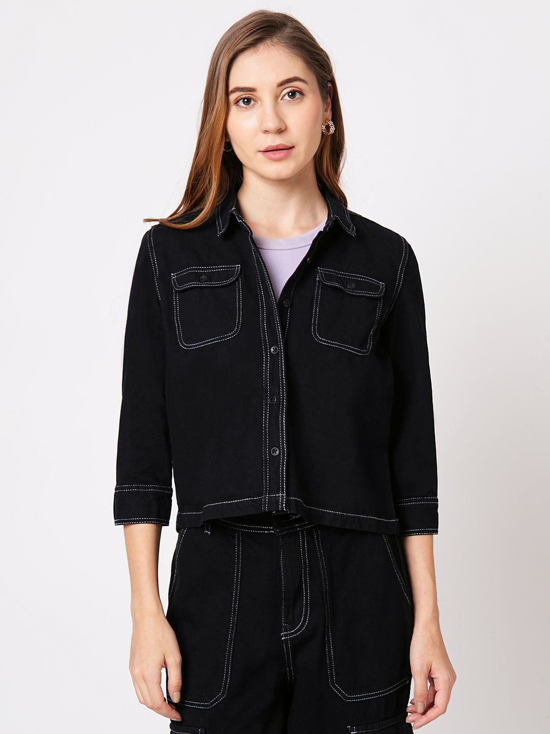 Women Black Denim Shirt