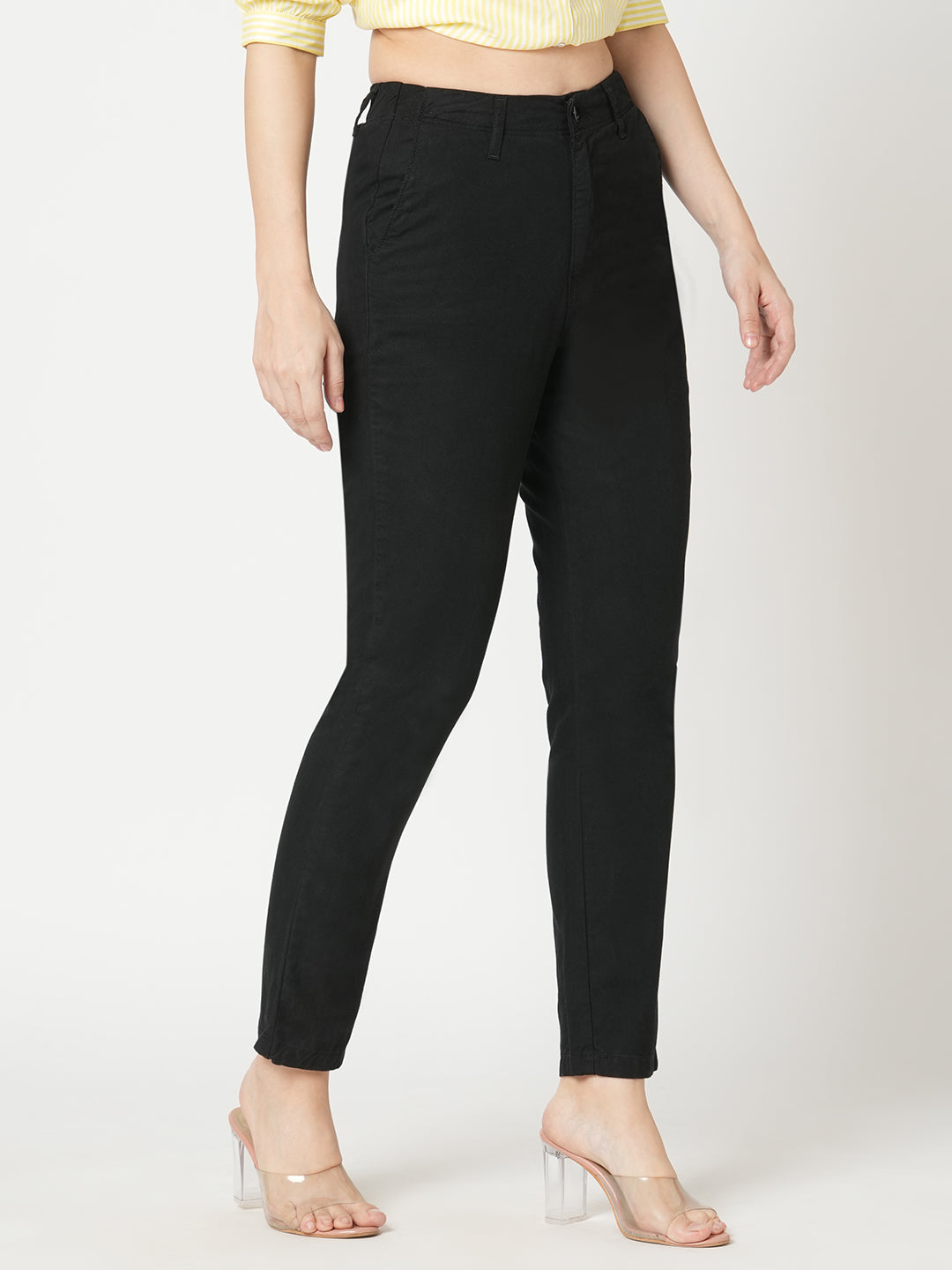 Women Black Mid-Rise Trouser