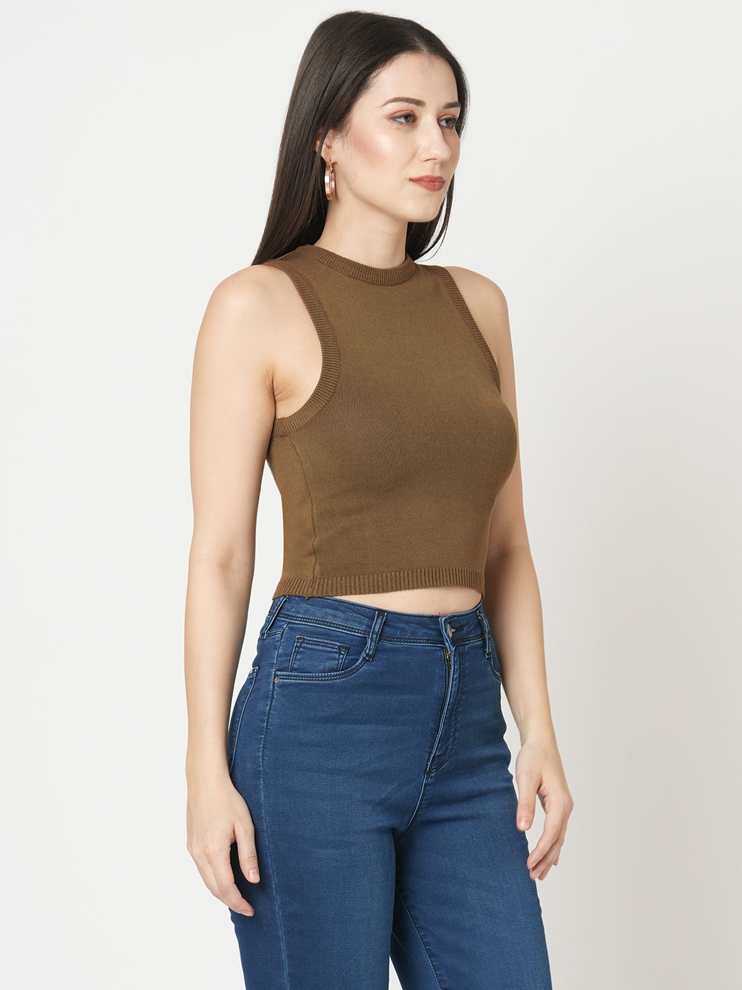 Women Sepia Flat Knit Top