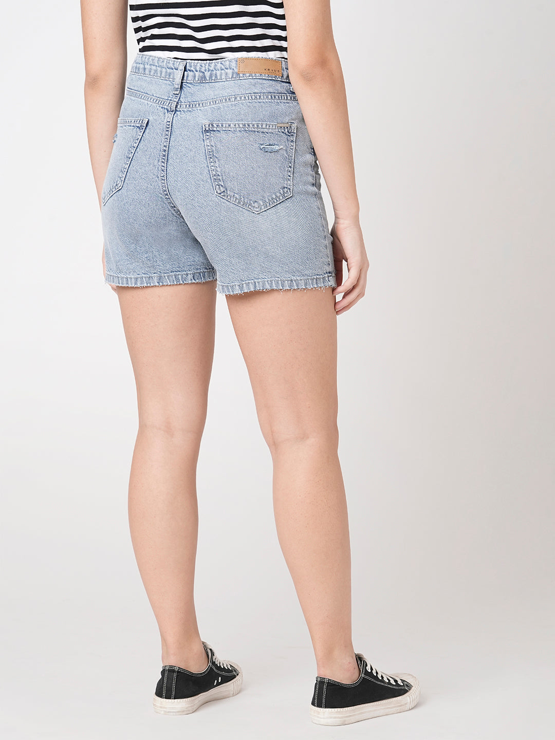 Women Light Blue High-Rise Slim Shorts