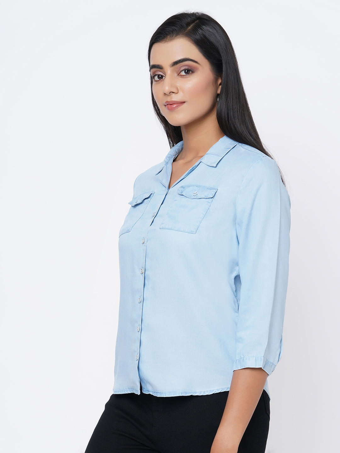 Women Light Blue Denim Shirt