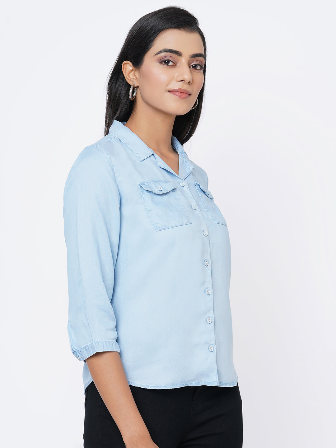 Women Light Blue Denim Shirt