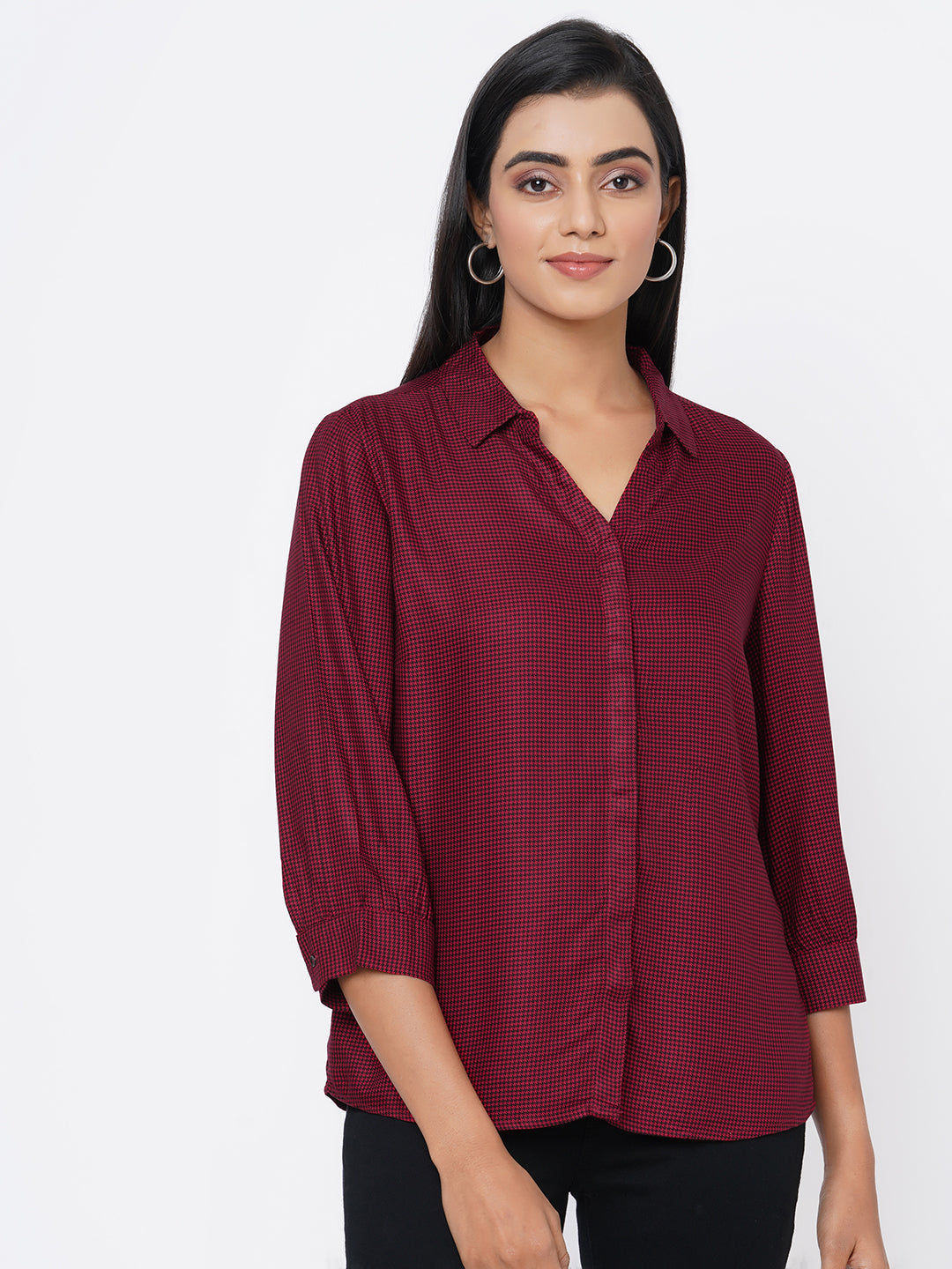 Women Red & Black Checks Shirt