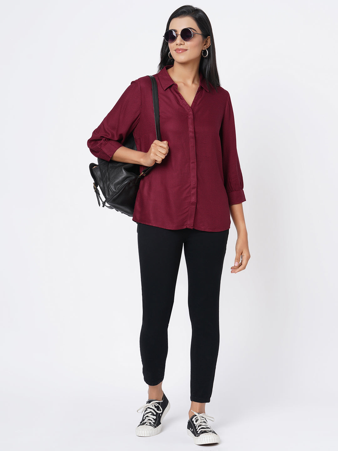 Women Red & Black Checks Shirt
