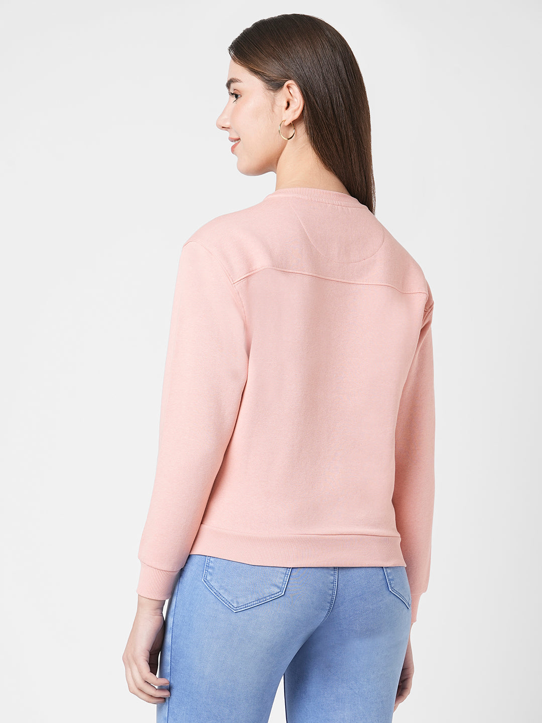 Women Blush Pink Printed Sweatshirt