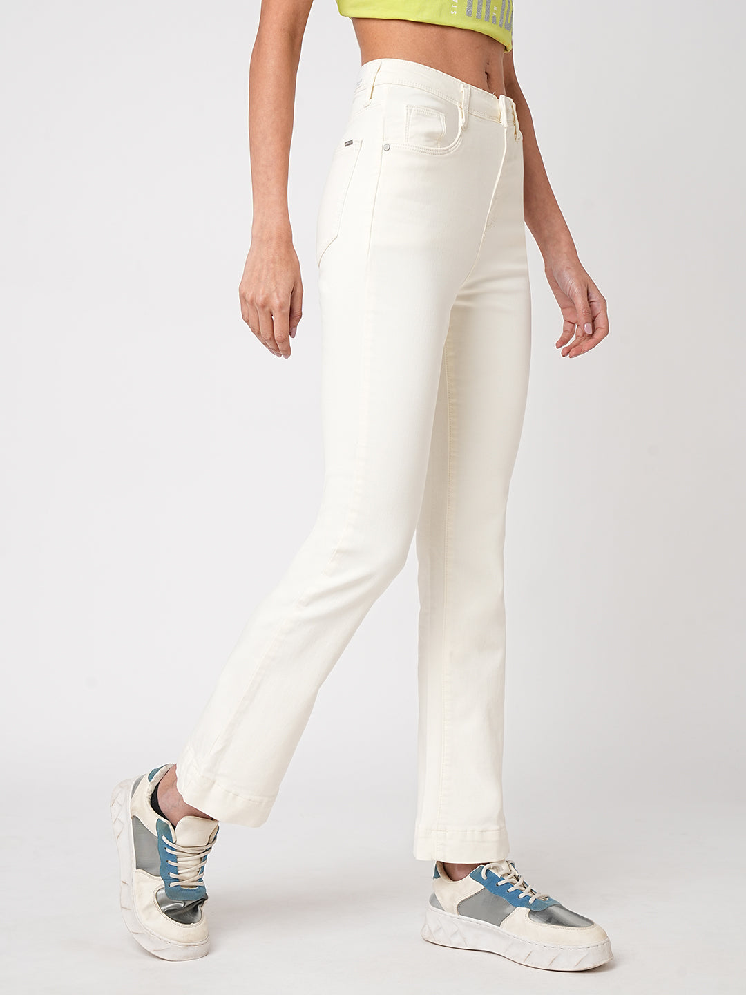 Women High-Rise Mini Flare Jeans