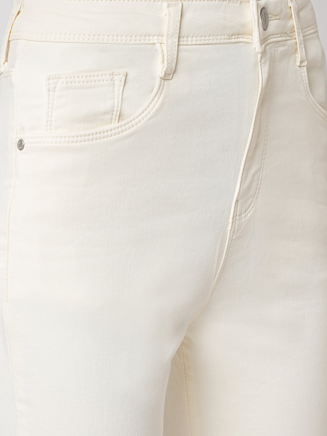 Women Ecru High-Rise Mini Flare Jeans