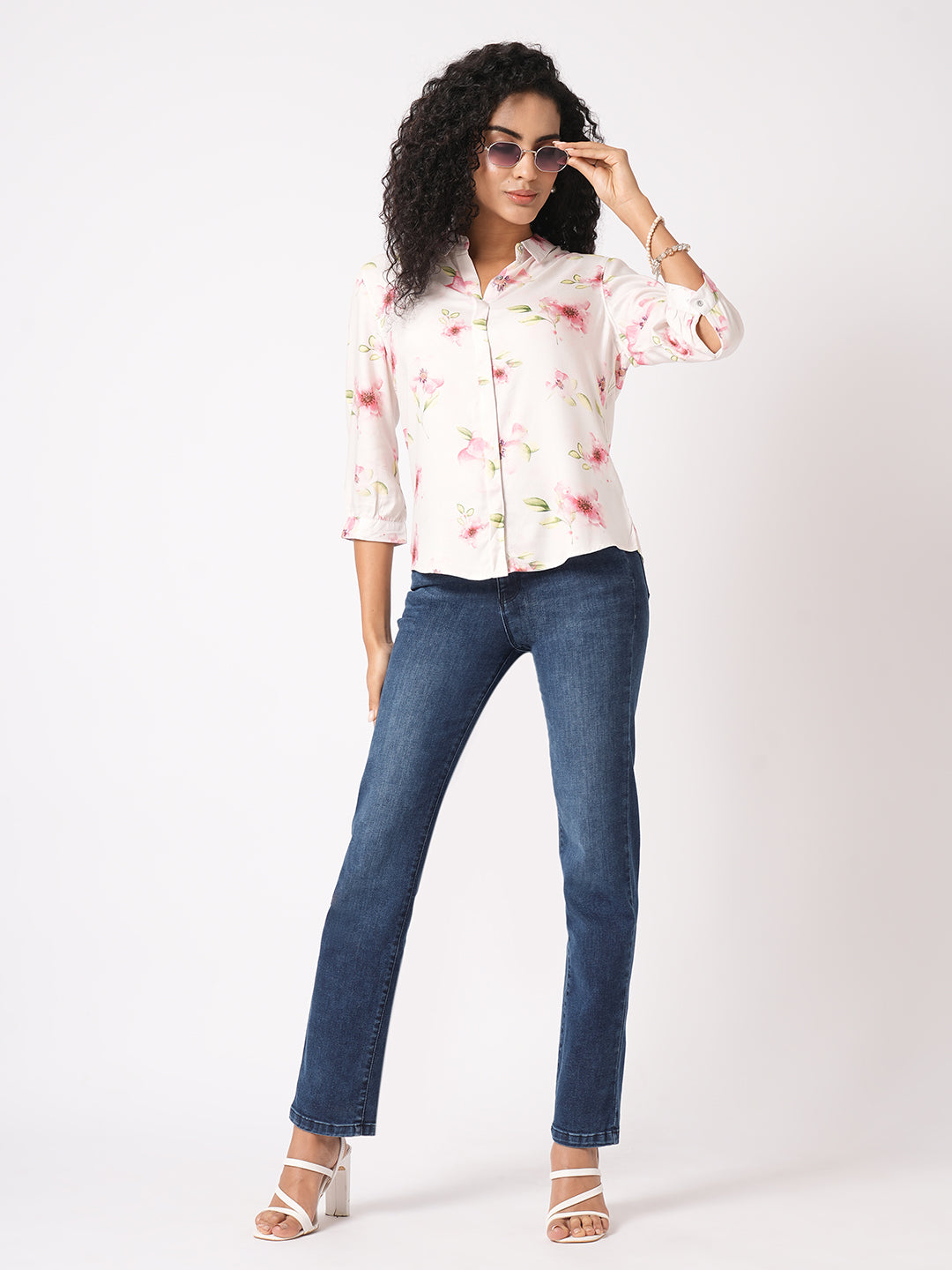 Women Blue High-Rise Slim Straight Fit Jeans