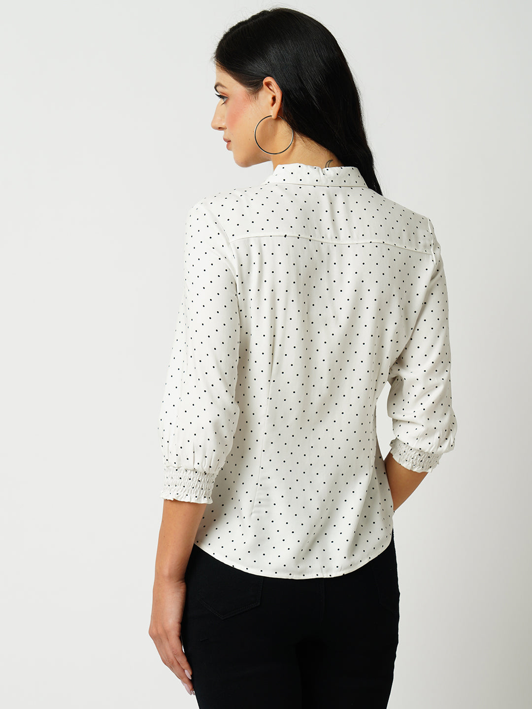 Women Off White Polka Dot Shirt