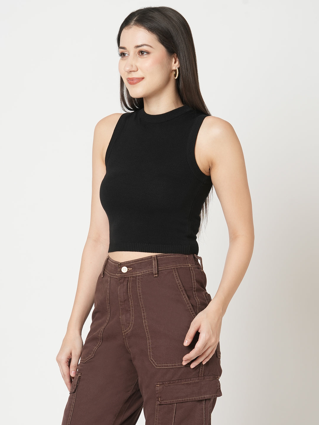 Women Ribbed Flat Knit Top