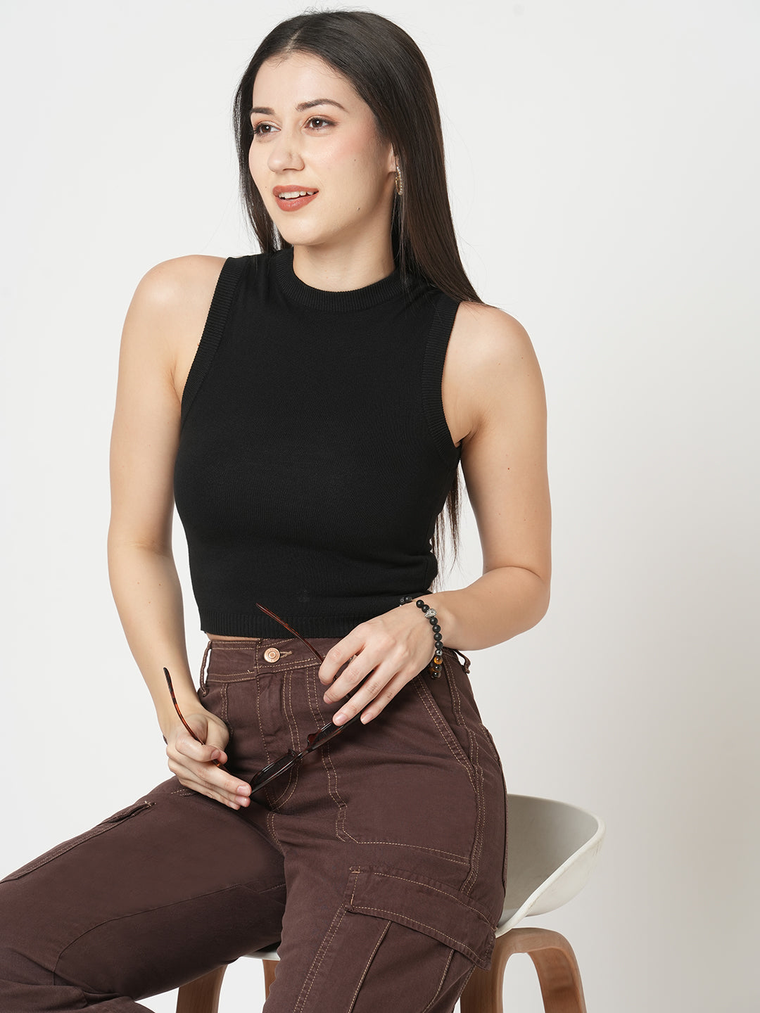 Women Ribbed Flat Knit Top