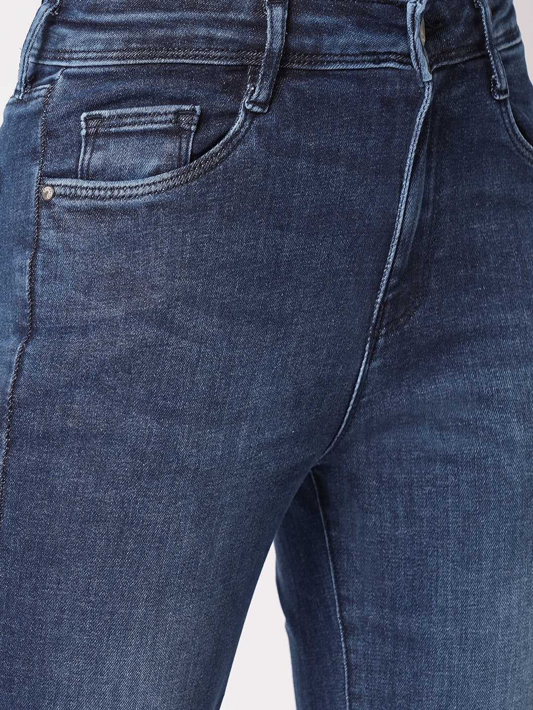 Women Blue High-Rise Slim Straight Fit Jeans